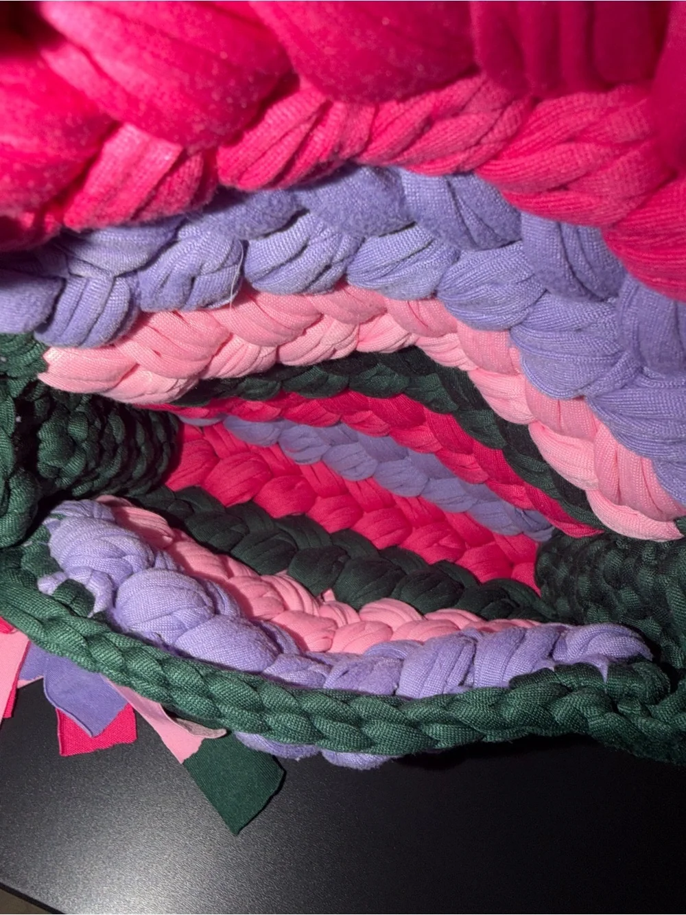 Brand New Handwoven Pink Crochet Crossbody Bag